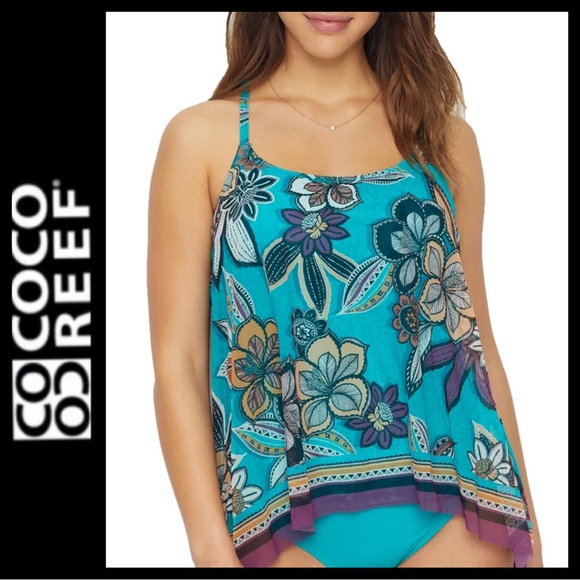 Coco Reef Mesh Layer Underwire Tankini Top - Picture 3 of 10